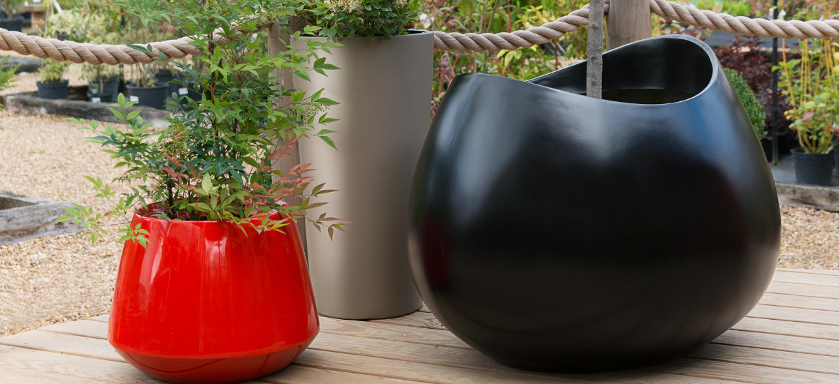 bespoke fibreglass planters from Cedar Nursery, Surrey