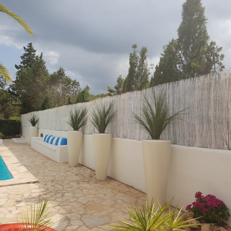 Abella Vase Fibreglass planters round pool in Ibiza