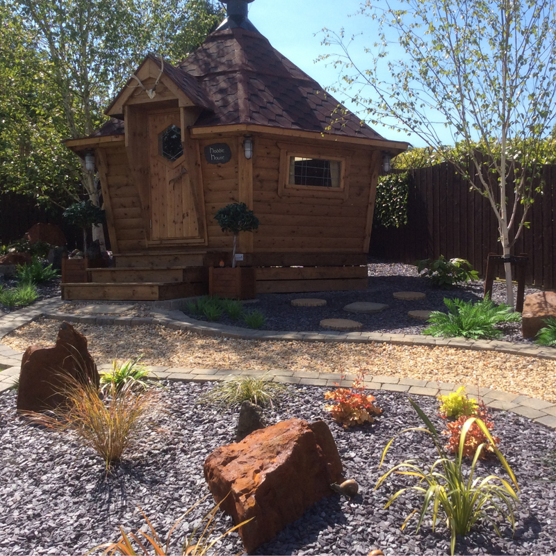 Artifical boulders in garden