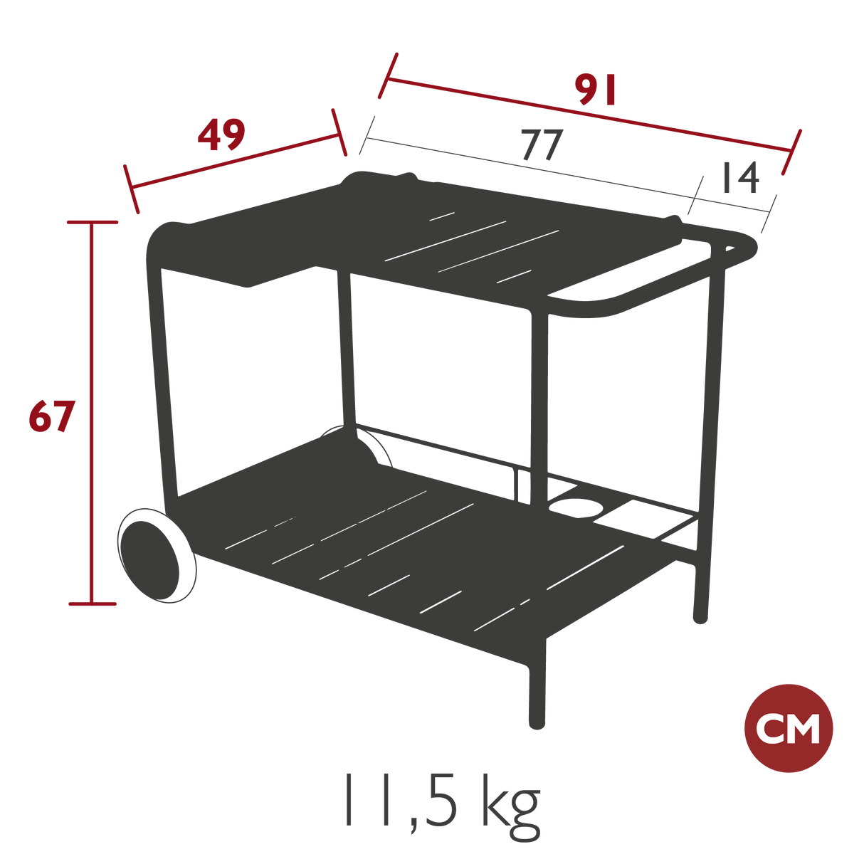 Luxembourg Side Bar Trolley