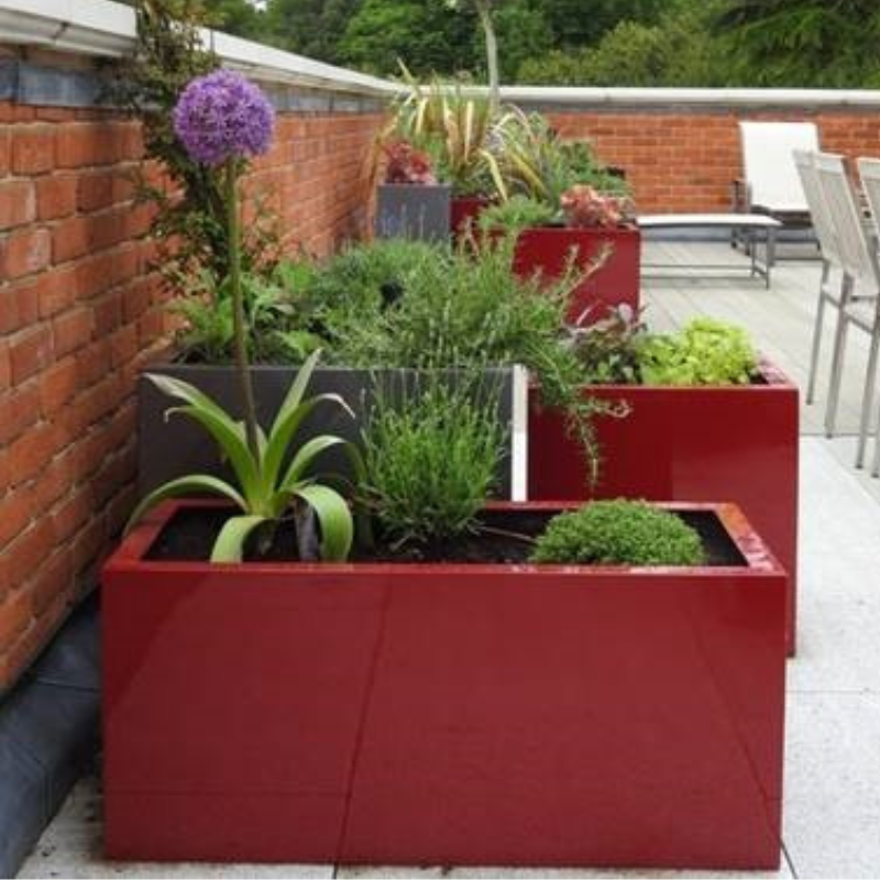 Fibreglass garden planters for rooftop terrace