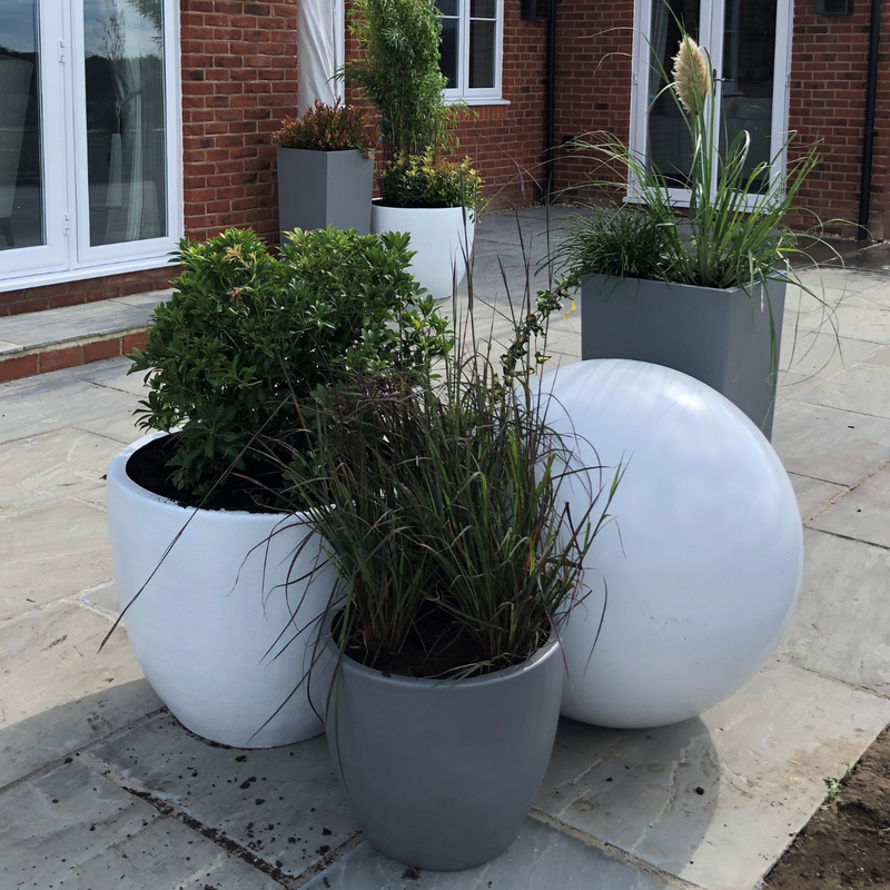 Bespoke planters in grey and white