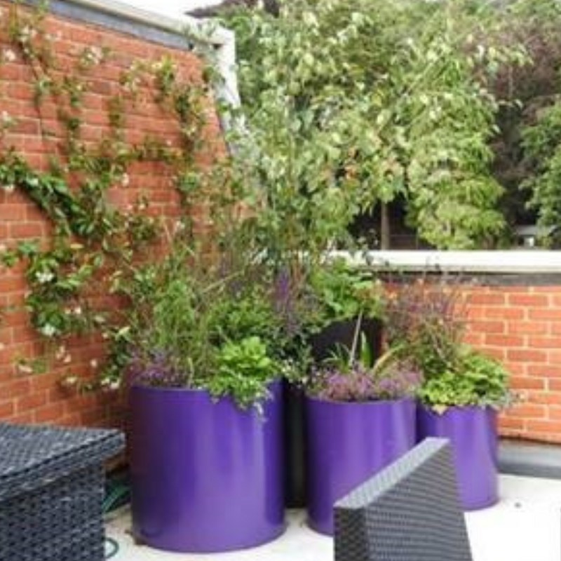 Bespoke planters in purple