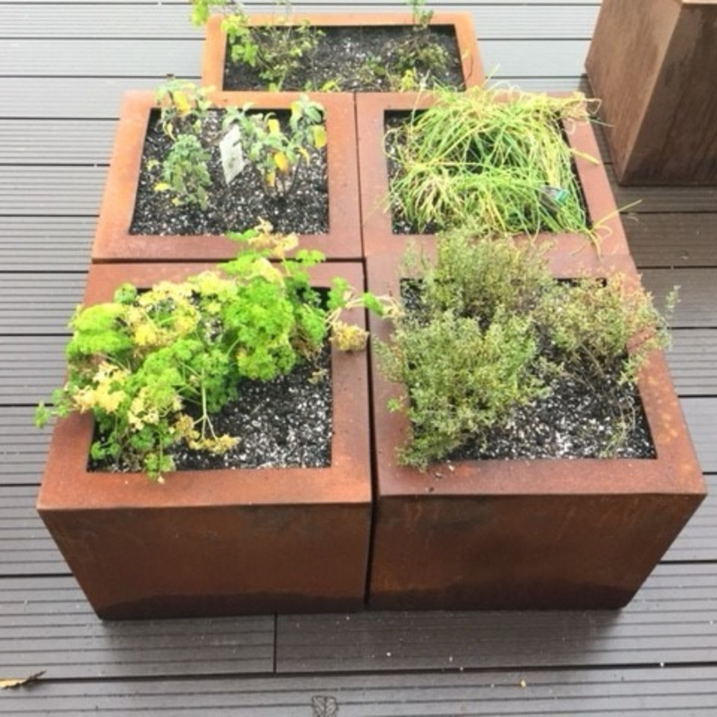 Rust effect square planters