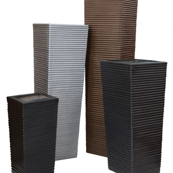 Fibreglass Ribbed Tapered Planter - Cedar Nursery - Plants and Outdoor Living